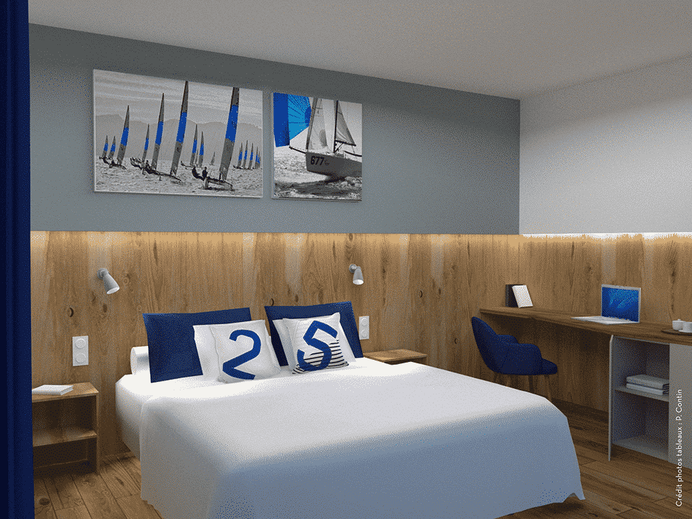 Chambre bleue de l'hotel des Marins à Saint-Malo