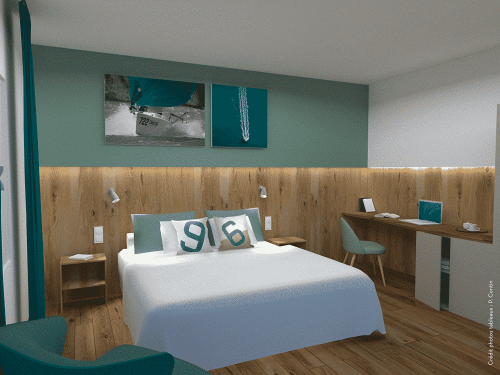 Chambre émeraude dela résidence des Marins à Saint-Malo